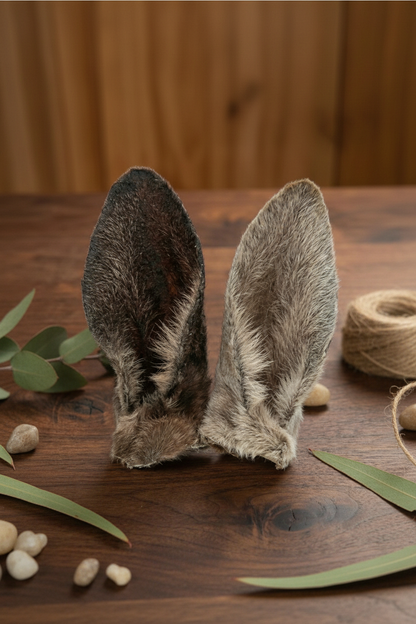 Premium kangaroo ears product shot with Australian botanicals